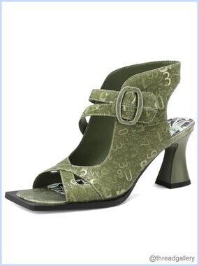 Chunky Gladiator Heeled Sandals 3 Inch Block Heel Faux Leather Square Toe